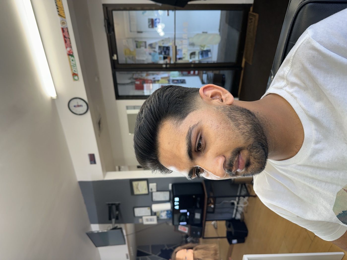 Sharp beard and haircut profile